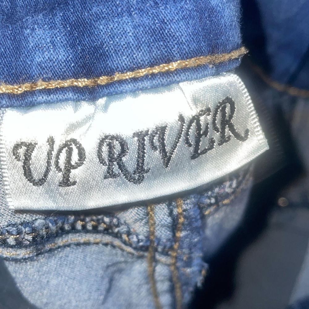 Up River blue chambray wash skinny jeans details booty ridges size 7 - Picture 8 of 16